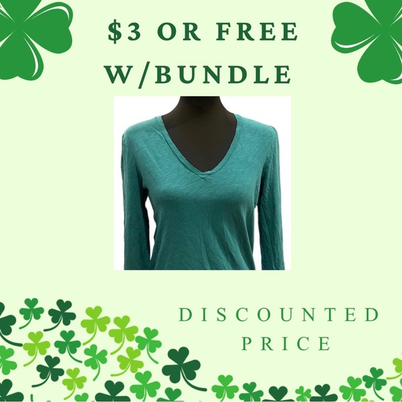 J. Crew Tops - J.Crew. Medium. Green. V-neck. Free w/bundle. Bleach stain, see pics/video!